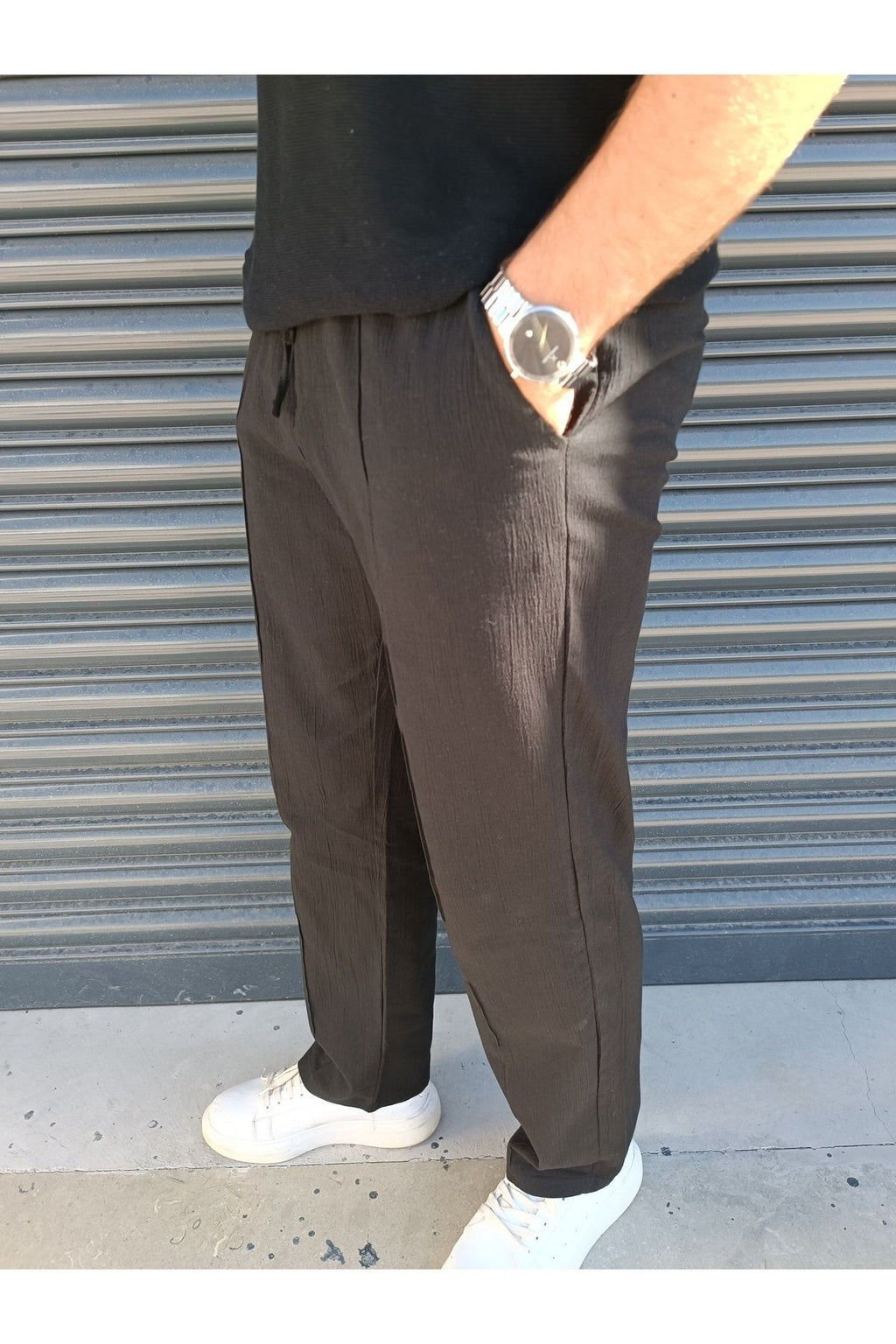 Yazlık Beli Lasikli Rahat Keten Baggy Pantolon