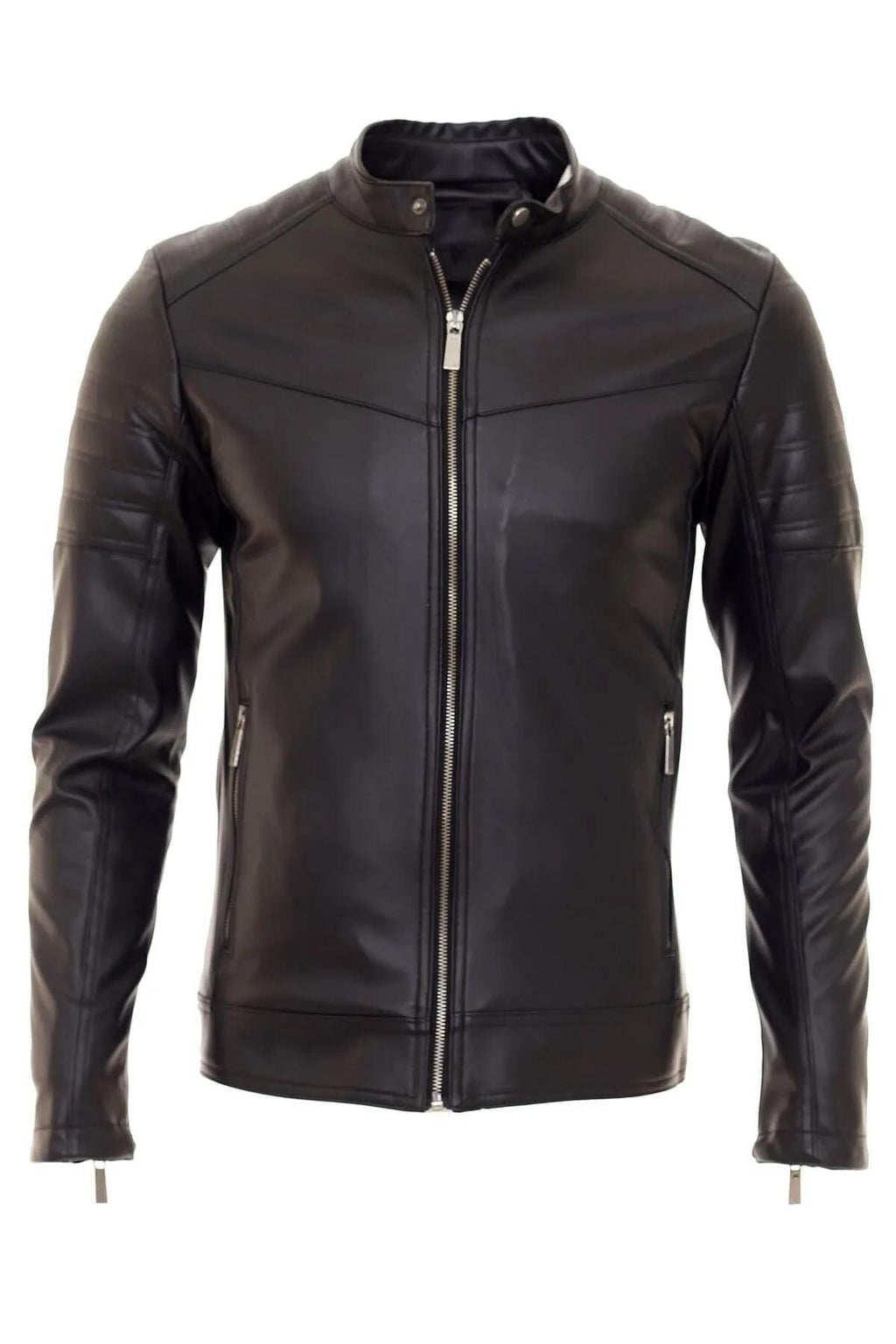 Erkek Siyah Slim Fit Suni Deri Ceket