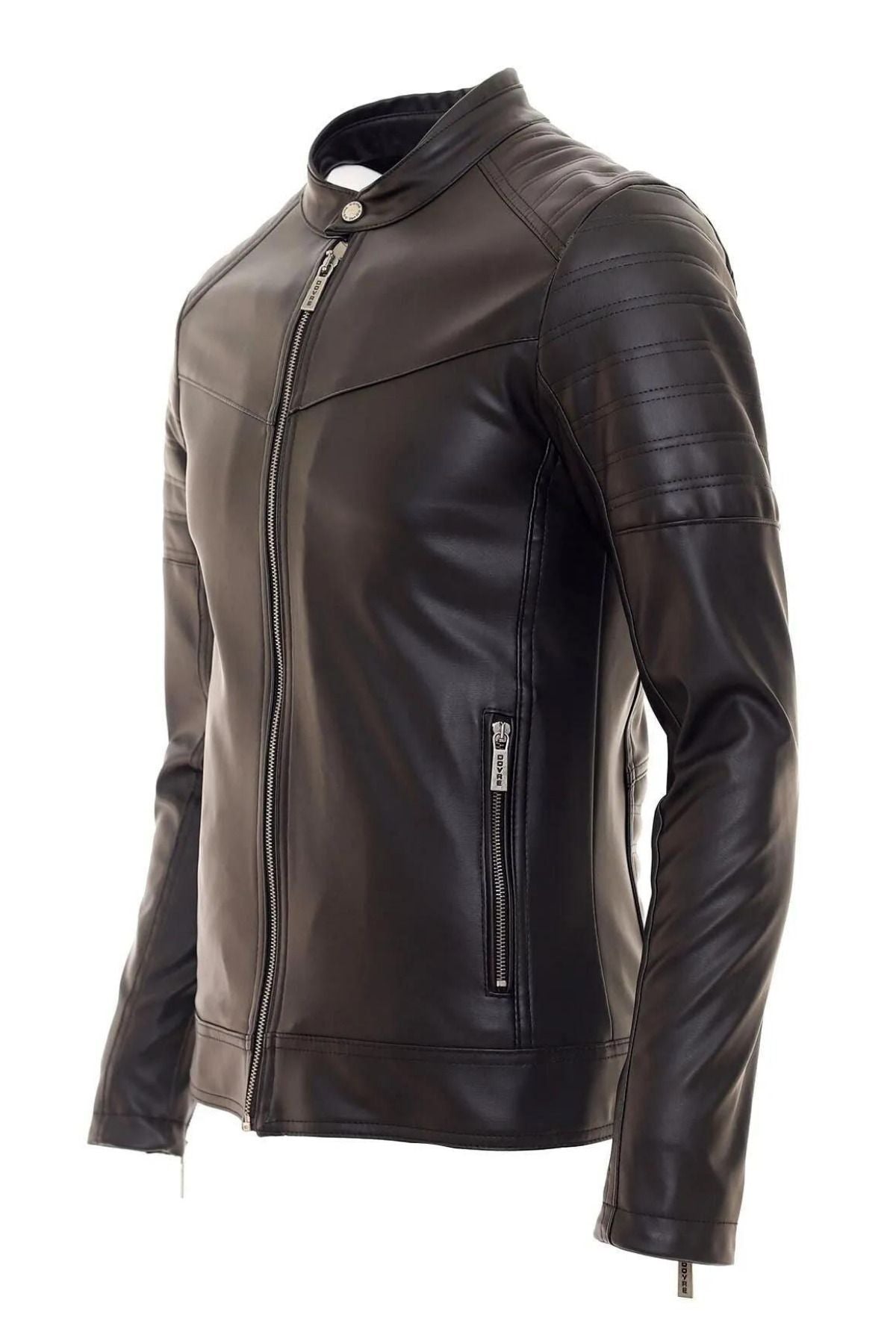 Erkek Siyah Slim Fit Suni Deri Ceket