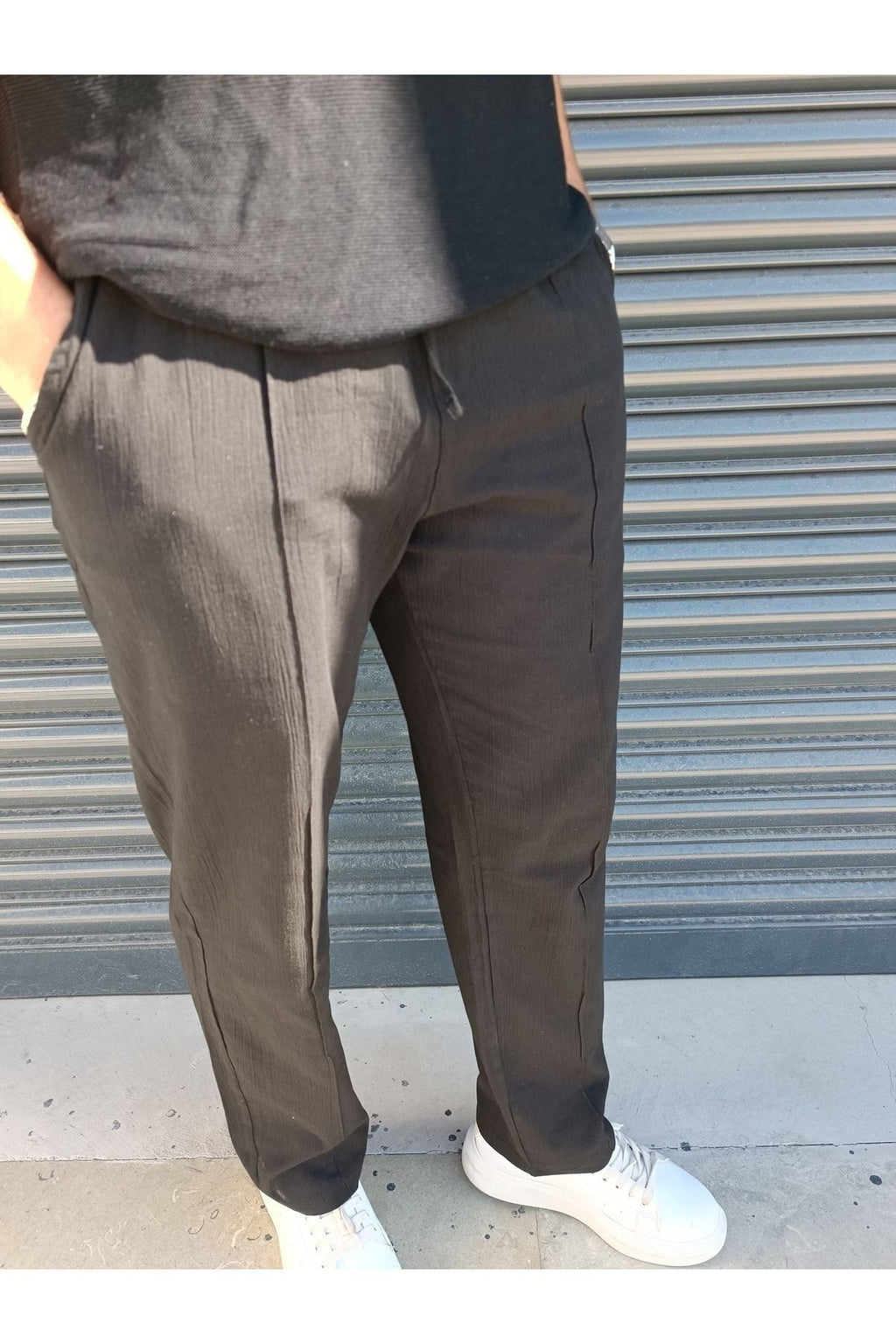Yazlık Beli Lasikli Rahat Keten Baggy Pantolon