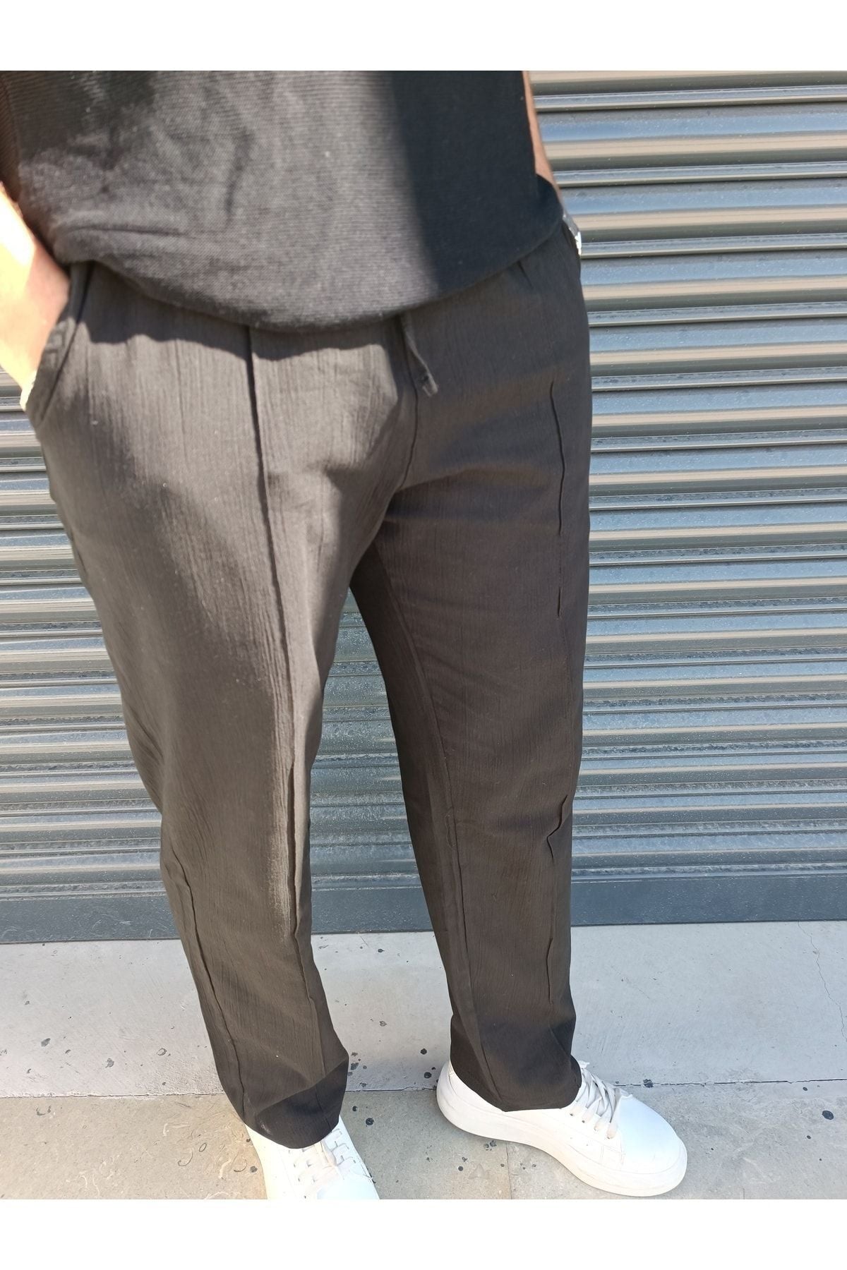 Yazlık Beli Lasikli Rahat Keten Baggy Pantolon