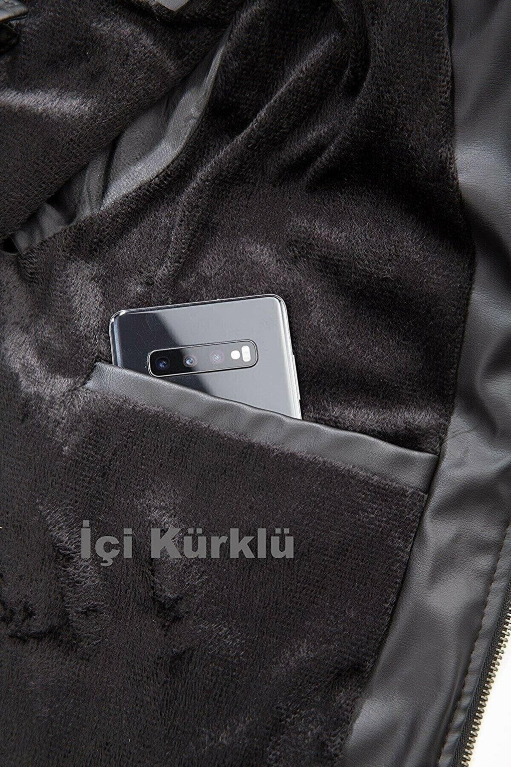 Magical Fashıon Yeni Sezon Erkek Siyah Slim Fit Deri Mont