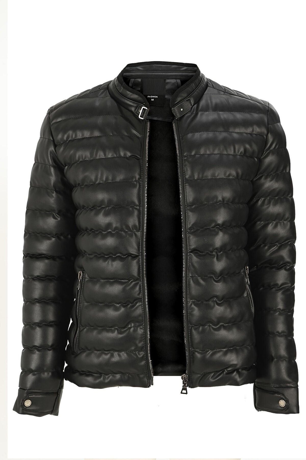 Magical Fashıon Yeni Sezon Erkek Siyah Slim Fit Deri Mont
