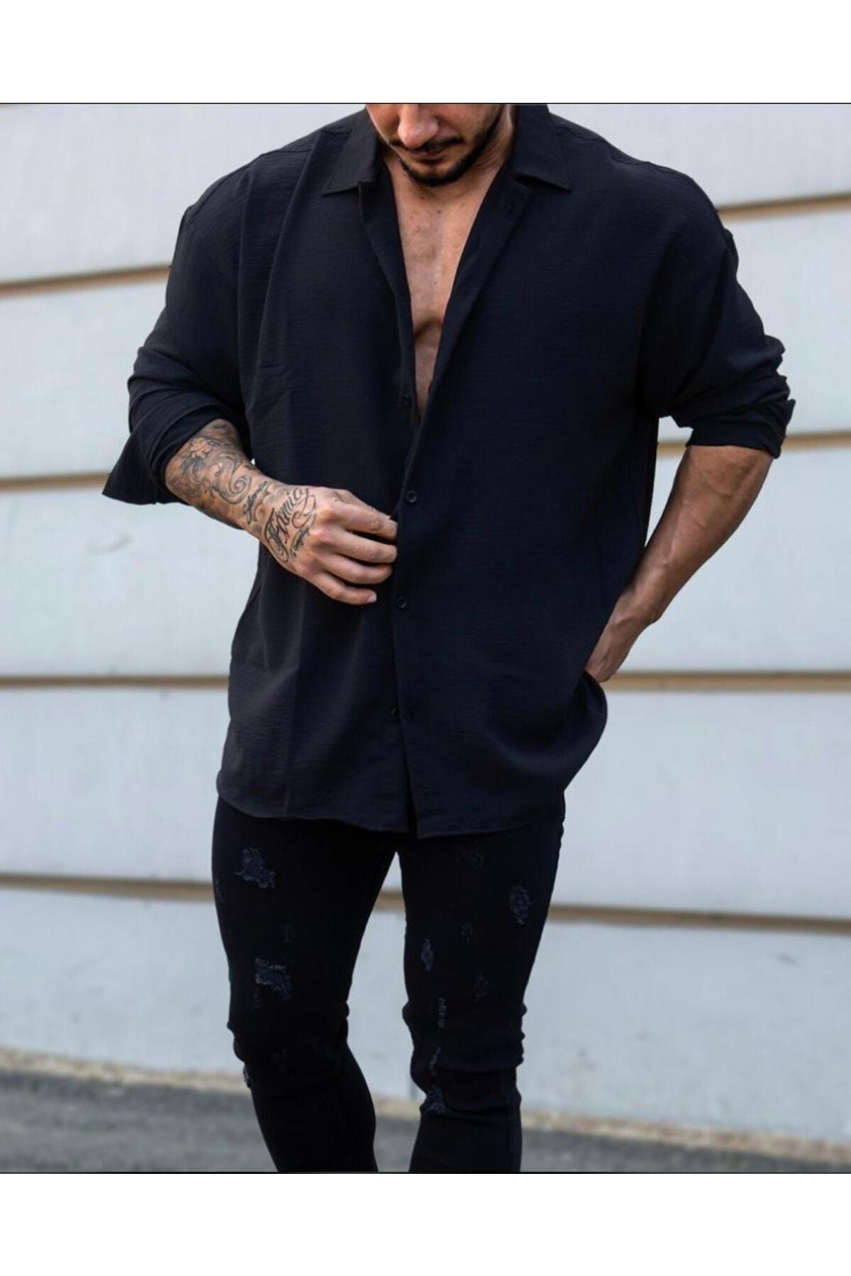 Yeni Sezon Unisex Dokulu Uzun Kollu Oversize Yazlık Gömlek