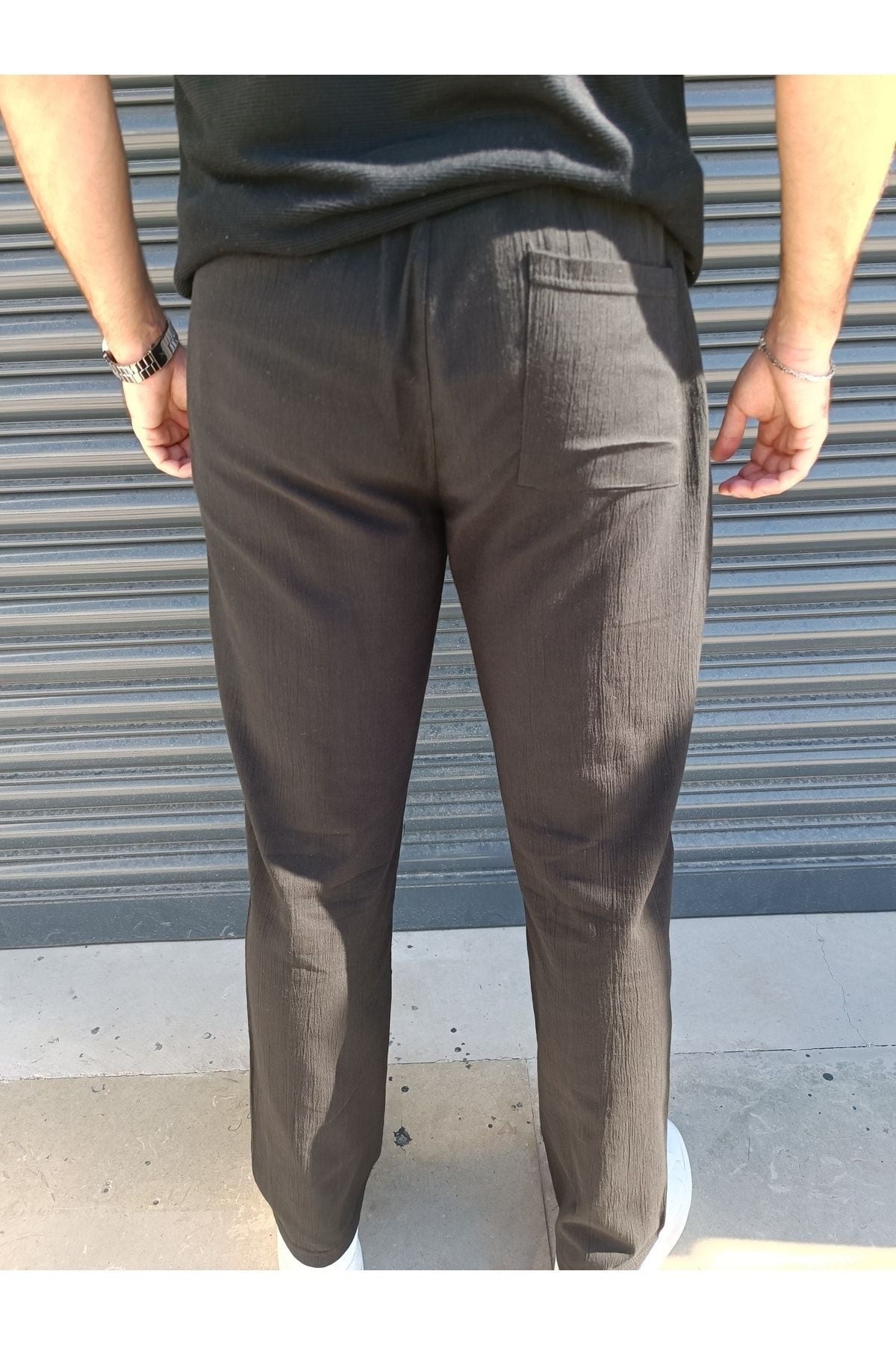 Yazlık Beli Lasikli Rahat Keten Baggy Pantolon