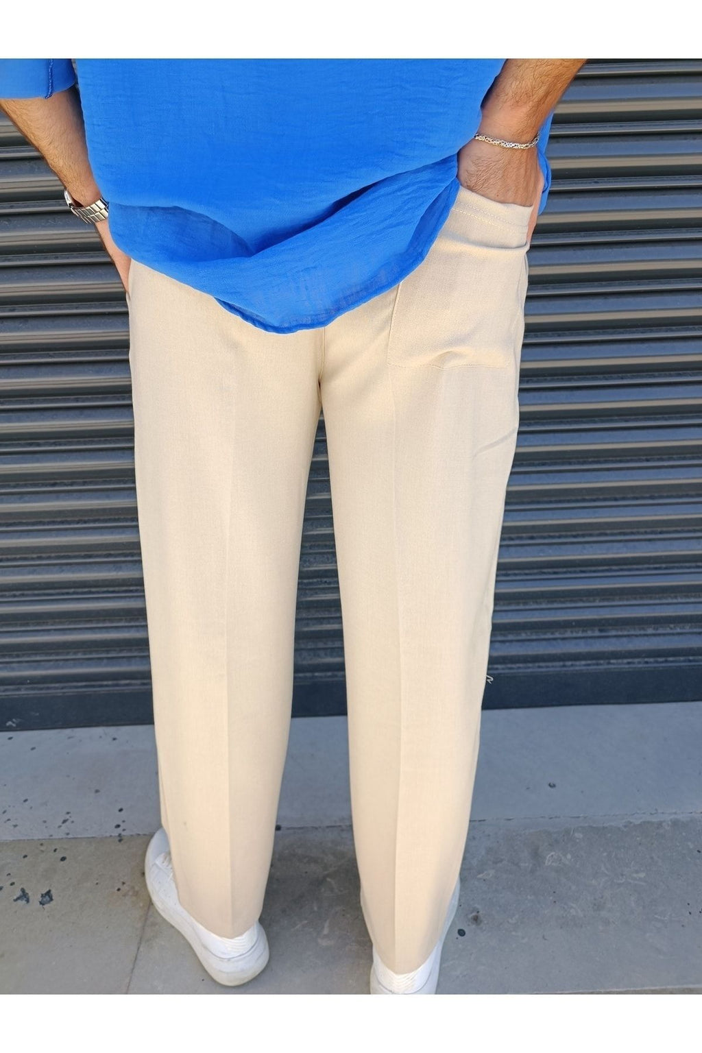 Erkek Yazlık Beli Lastikli Kumaş İnce Jogger Baggy Pantolon
