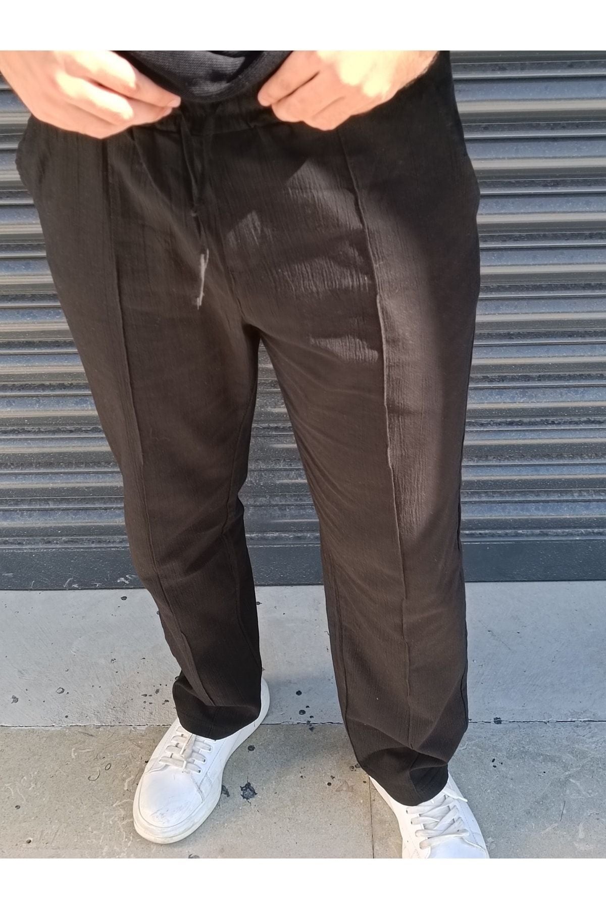 Yazlık Beli Lasikli Rahat Keten Baggy Pantolon