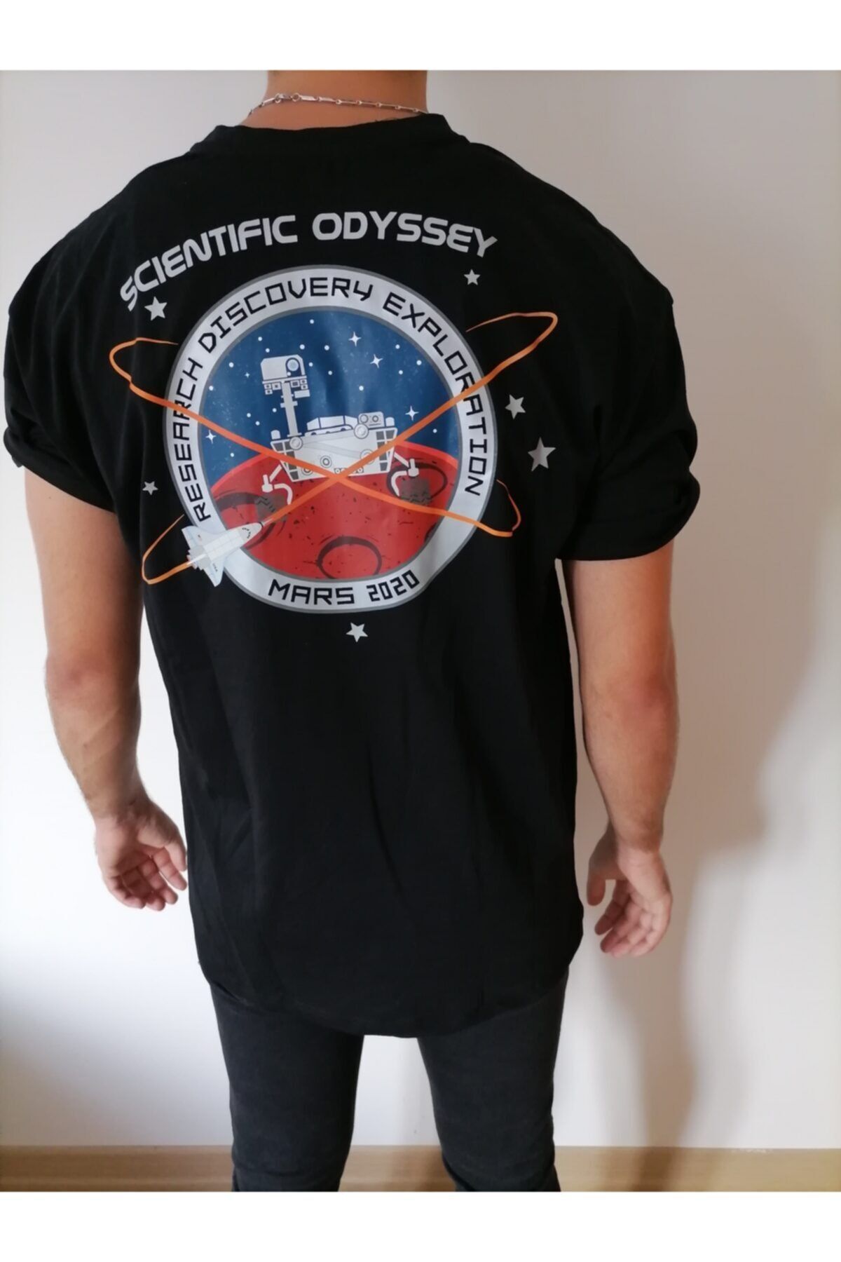 Mars Baskılı Oversize Tişört