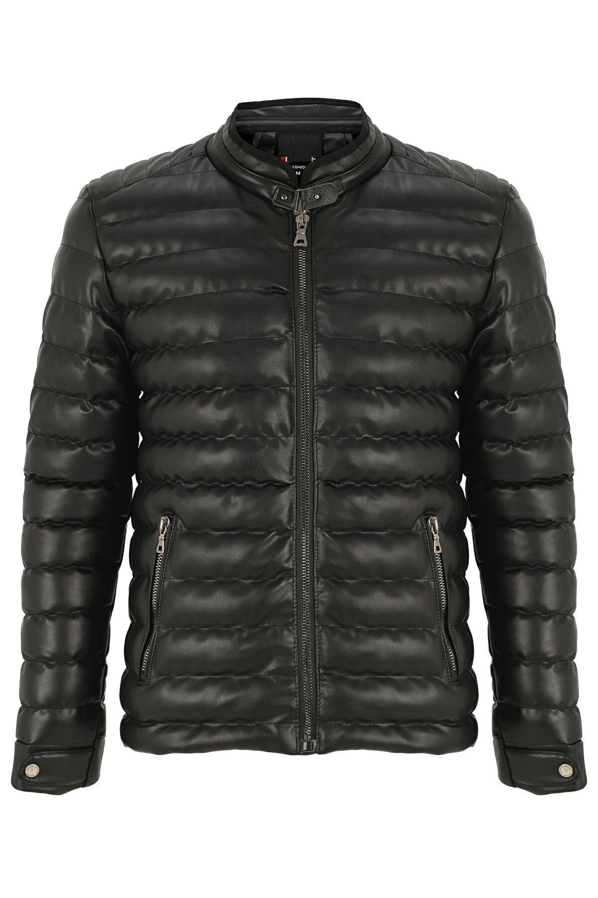 Magical Fashıon Yeni Sezon Erkek Siyah Slim Fit Deri Mont